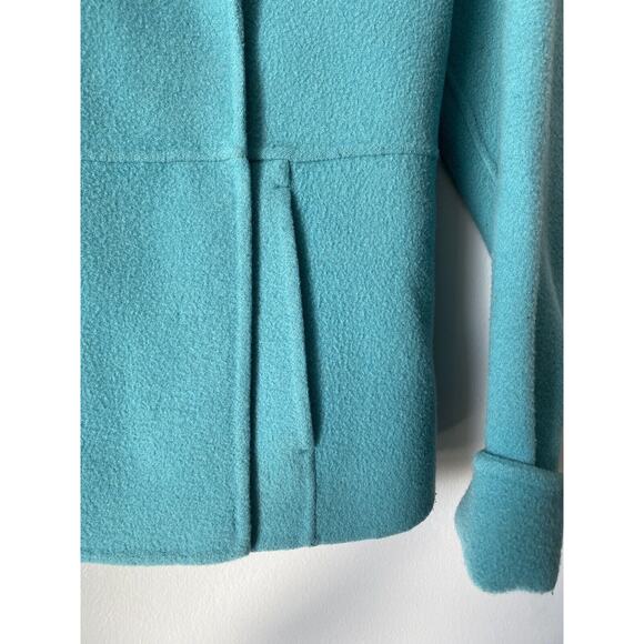 Eileen Fisher Double Breasted Wool Cashmere Blend Blazer Size M Green * Flaw* - Picture 2 of 11